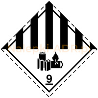 Nalepka ADR nr 9A (klasa 9A) Różne materiały i przedmioty niebezpieczne (PAPIER) 10x10cm (rolka po 250 sztuk nalepek)