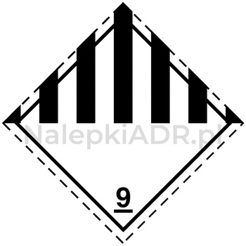 Nalepka ADR nr 9 (klasa 9) Różne materiały i przedmioty niebezpieczne (FOLIA) 10x10cm (rolka po 250 sztuk nalepek)