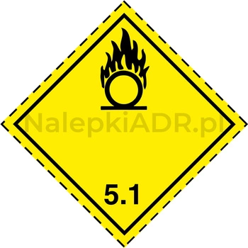 Nalepka ADR nr 5.1 - klasa 5.1 - Materiały utleniające - 25x25cm
