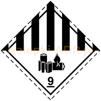 Nalepka ADR nr 9A (klasa 9A) Różne materiały i przedmioty niebezpieczne (PAPIER) 10x10cm (rolka po 250 sztuk nalepek)