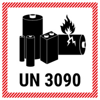 Znak dla akumulatora litowego z numerem UN 3090 - 100x100 (250 sztuk - FOLIA)