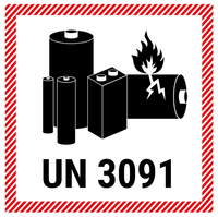 Znak dla akumulatora litowego z numerem UN 3091 - 100x100 (250 sztuk - FOLIA)