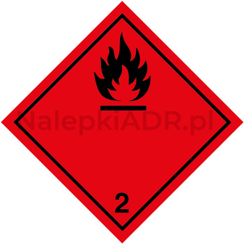 Nalepka ADR nr 2.1 - klasa 2 - Gazy Palne - 25x25cm