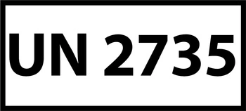 Nalepka ADR z numerem UN 2735 (FOLIA) 12x6cm (rolka po 250 sztuk nalepek)