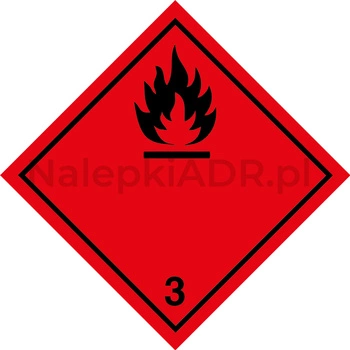 Nalepka ADR nr 3 (klasa 3) Materiały ciekłe zapalne - 25x25cm