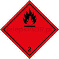 Nalepka ADR nr 2.1 - klasa 2 - Gazy Palne (FOLIA) - 10x10cm (rolka po 250 sztuk nalepek)