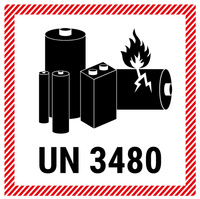 Znak dla akumulatora litowego z numerem UN 3480 - 100x100 (250 sztuk - FOLIA)