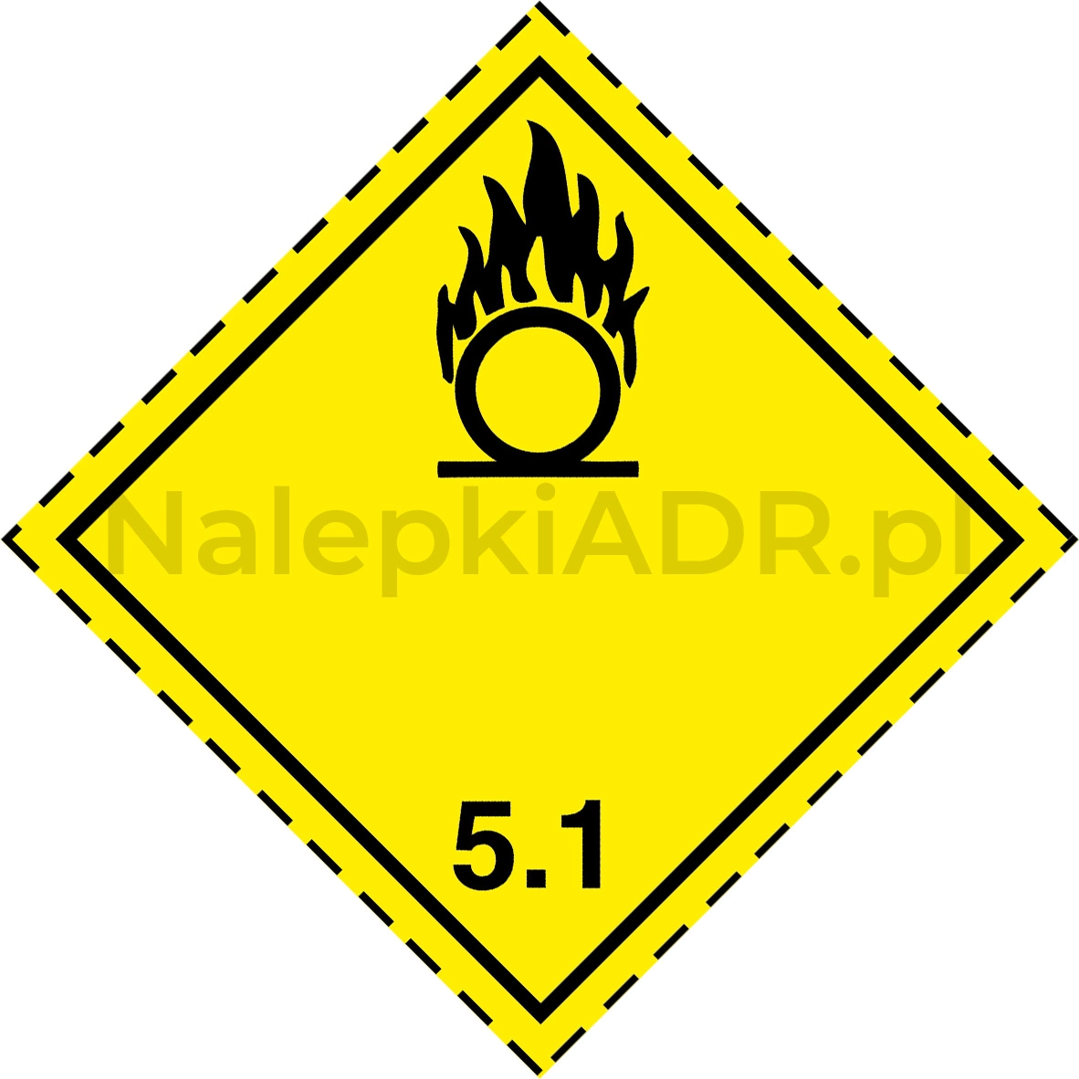 Nalepka ADR nr 5.1 - klasa 5.1 - Materiały utleniające (FOLIA ...
