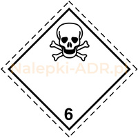 Nalepka ADR nr 6.1 - klasa 6.1 - Materiały trujące (FOLIA) 10x10cm (rolka po 250 sztuk nalepek)