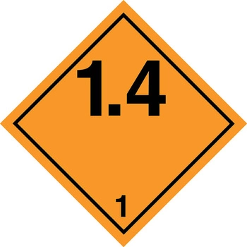 Nalepka ADR nr 1.4 - podklasa 1.4 - Materiały wybuchowe i przedmioty z materiałem wybuchowym (FOLIA) - 10x10cm (rolka po 250 sztuk nalepek)