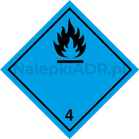 Nalepka ADR nr 4.3 - klasa 4.3 - Materiały wytwarzające w zetknięciu z wodą gazy palne (FOLIA) - 10x10cm (rolka po 250 sztuk nalepek)