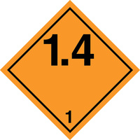 Nalepka ADR nr 1.4 - podklasa 1.4 - Materiały wybuchowe i przedmioty z materiałem wybuchowym (FOLIA) - 10x10cm (rolka po 250 sztuk nalepek)