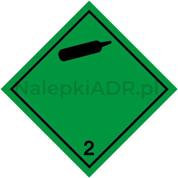 Nalepka ADR nr 2.2 - klasa 2 - Gazy Niepalne i Nietrujące (FOLIA) - 10x10cm (rolka po 250 sztuk nalepek)