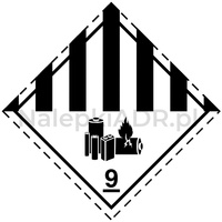 Nalepka ADR nr 9A (klasa 9A) Różne materiały i przedmioty niebezpieczne (FOLIA) 10x10cm (rolka po 250 sztuk nalepek)