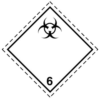 Nalepka ADR nr 6.2 - klasa 6.2 - Materiały trujące (FOLIA) 10x10cm (rolka po 250 sztuk nalepek)