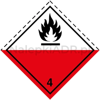 Nalepka ADR nr 4.2 - klasa 4.2 - Materiały samozapalne (FOLIA) - 10x10cm (rolka po 250 sztuk nalepek)