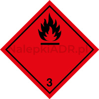 Nalepka ADR nr 3 - klasa 3 Materiały ciekłe zapalne - 30x30cm