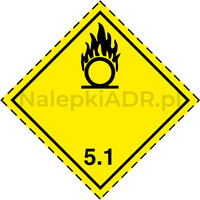 Nalepka ADR nr 5.1 - klasa 5.1 - Materiały utleniające (FOLIA) - 10x10cm (rolka po 250 sztuk nalepek)