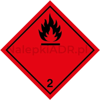 Nalepka ADR nr 2.1 - klasa 2 - Gazy Palne - 25x25cm