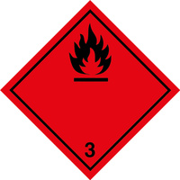 Nalepka ADR nr 3 - klasa 3 (PAPIER) Materiały ciekłe zapalne - 5x5cm (rolka po 500 sztuk nalepek)