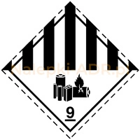 Nalepka ADR nr 9A (klasa 9A) Różne materiały i przedmioty niebezpieczne (PAPIER) 10x10cm (rolka po 250 sztuk nalepek)