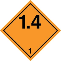 Nalepka ADR nr 1.4 - podklasa 1.4 - Materiały wybuchowe i przedmioty z materiałem wybuchowym (FOLIA) - 10x10cm (rolka po 250 sztuk nalepek)