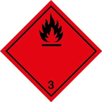 Nalepka ADR nr 3 - klasa 3 (PAPIER) Materiały ciekłe zapalne - 5x5cm (rolka po 500 sztuk nalepek)