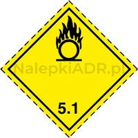 Nalepka ADR nr 5.1 - klasa 5.1 - Materiały utleniające (FOLIA) - 10x10cm (rolka po 250 sztuk nalepek)