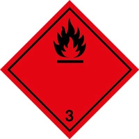 Nalepka ADR nr 3 - klasa 3 (FOLIA) Materiały ciekłe zapalne - 5x5cm (rolka po 500 sztuk nalepek)