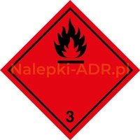 Nalepka ADR nr 3 - klasa 3 (FOLIA) Materiały ciekłe zapalne - 10x10cm (rolka po 250 sztuk nalepek)
