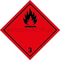 Nalepka ADR nr 3 - klasa 3 (PAPIER) Materiały ciekłe zapalne - 10x10cm (rolka po 250 sztuk nalepek)