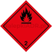 Nalepka ADR nr 2.1 - klasa 2 - Gazy Palne (FOLIA) - 10x10cm (rolka po 250 sztuk nalepek)