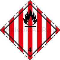 Nalepka ADR nr 4.1 - klasa 4.1 - Materiały stałe zapalne, Materiały Samoreaktywne i Materiały Stałe odczulone - 25x25cm