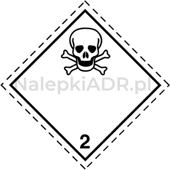 Nalepka ADR nr 2.3 - klasa 2 - Gazy Trujące (FOLIA) 10x10cm (rolka po 250 sztuk nalepek)