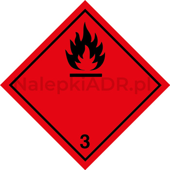 Nalepka ADR nr 3 - klasa 3 (PAPIER) Materiały ciekłe zapalne - 10x10cm (rolka po 250 sztuk nalepek)