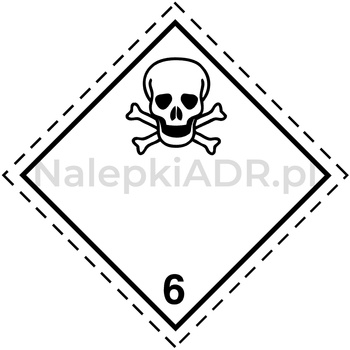 Nalepka ADR nr 6.1 - klasa 6.1 - Materiały trujące (PAPIER) 10x10cm (rolka po 250 sztuk nalepek)